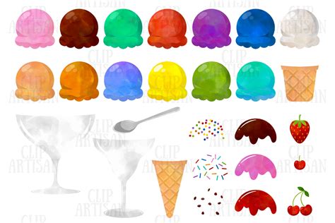 Watercolor Ice Cream Clip Art By ClipArtisan TheHungryJPEG