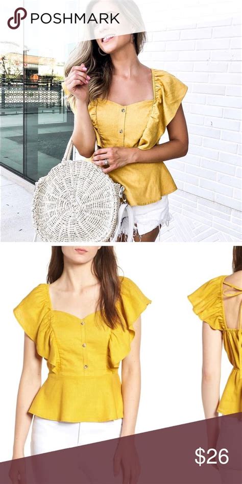 yellow flutter sleeve top flutter sleeve top tops flutter sleeve