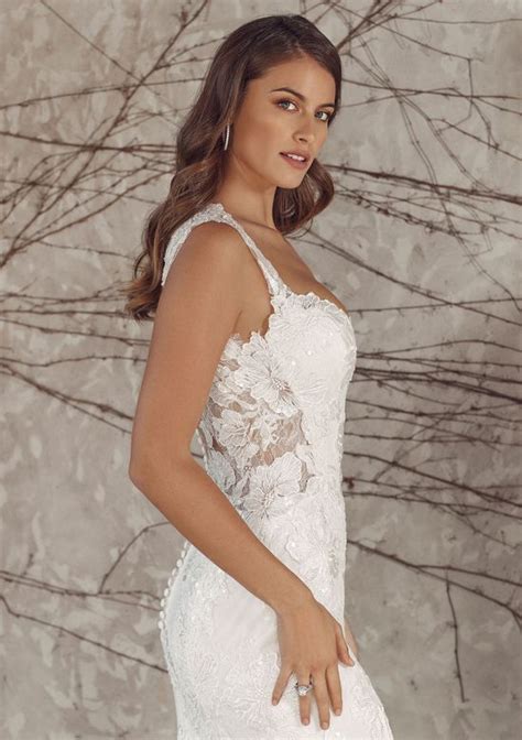 Style Alana Lace Fit And Flare With Queen Anne Neckline And Illusion