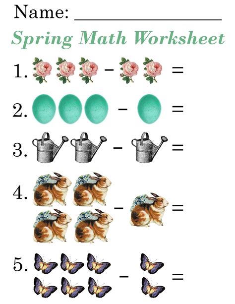 Lilac And Lavender Kids Spring Math Worksheets