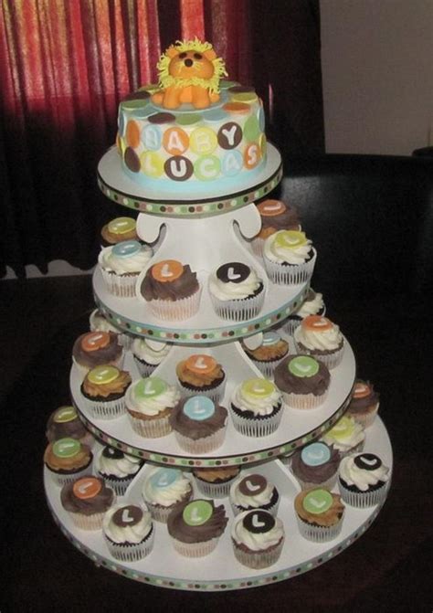 Baby shower cupcakes for girl. King of the Jungle Baby Shower Cupcake Tower - cake by ...