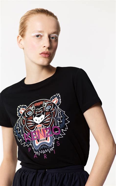 Black Tiger T Shirt For Women Kenzo Tshirt Women Outfit Fashion T