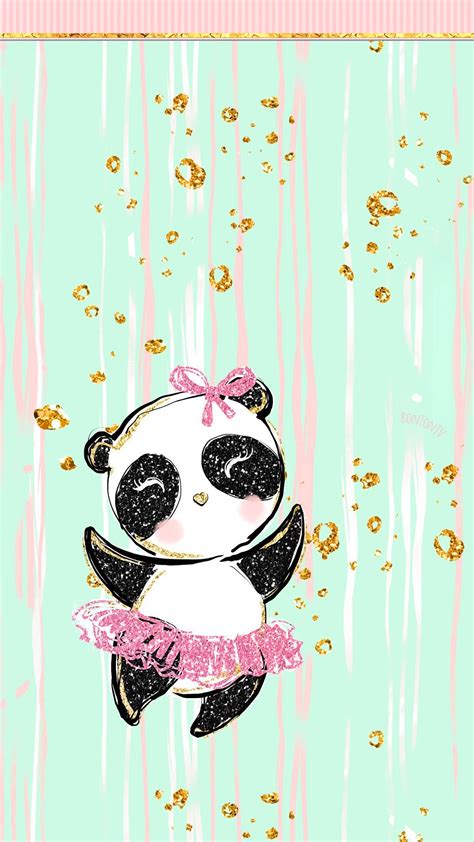 The great collection of cute phone wallpapers for desktop, laptop and mobiles. Phone Wallpapers HD Pastel Gold Cute Panda Girl - by BonTon TV - Free Backgrounds 1080x1920 wa ...