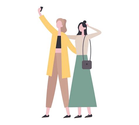 Premium Vector Stylish Friends Taking Selfie Together Illustration