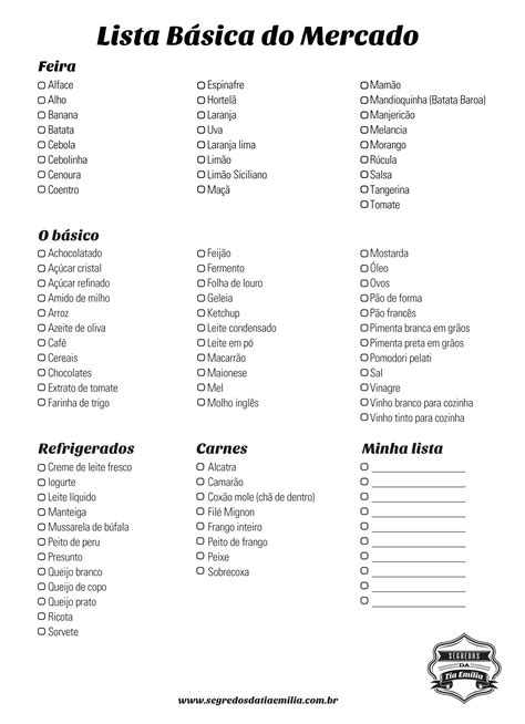 Checklist De Supermercado Checklist Supermercado Listas De Compras