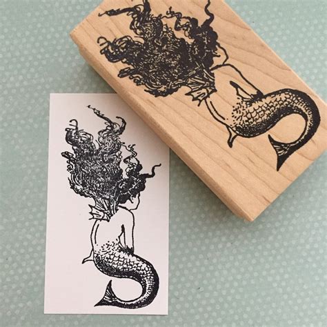 Mermaid Rubber Stamp 5531 Etsy