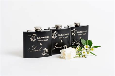 Bridesmaid T Personalized Bridal Party T Engraved Hip Flask