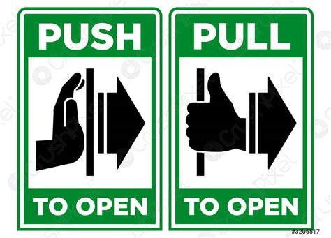 Push And Pull To Open Signs Stock Vector Crushpixel
