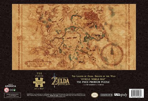Puzzle 750pc Legend Of Zelda Breath Of The Wild Hyrule Map — Twenty