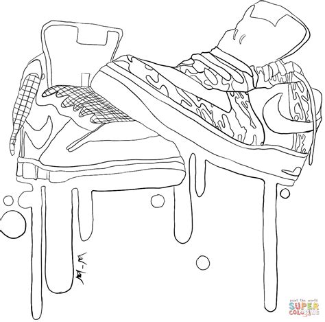 Nike Sneakers Coloring Page Free Printable Coloring Pages