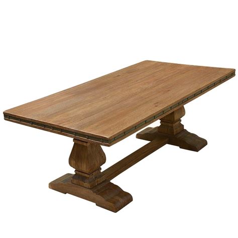 Rutherglen Rustic Solid Wood Trestle Pedestal Base Dining Table
