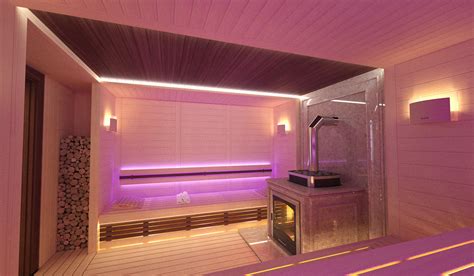 After your sauna, you will be able to rest in a lounger facing the. INDESIGNCLUB - Sauna interior in Luxury Home Spa