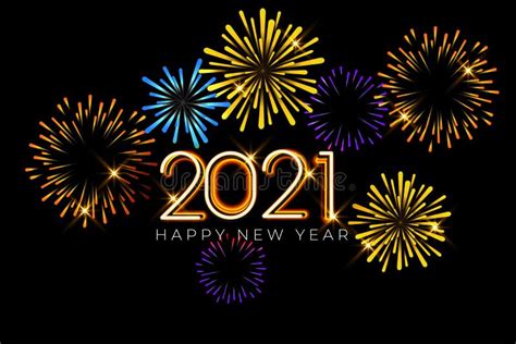 Happy New Year 2021 Card Design With Firework Vector Stock Illustration
