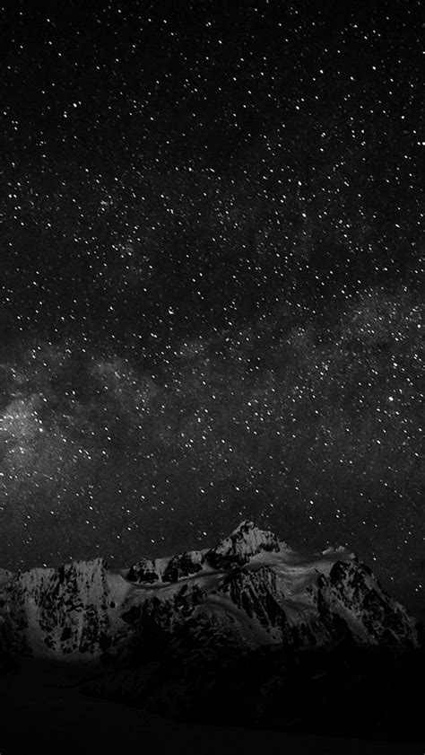 Starry Night Sky Mountain Nature Bw Dark Iphone 5s Wallpaper