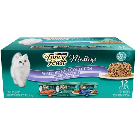 If you've walked down the pet food aisle in a grocery store, you've probably seen it. Fancy Feast Wet Cat Food Variety Pack, Medleys Shredded ...