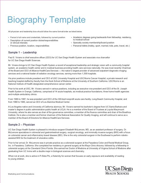 30 Professional Biography Examples And Templates