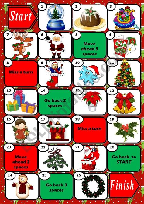 Christmas Board Game Esl Worksheet By Macomabi