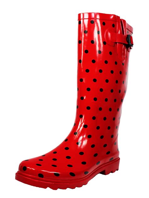 Tanleewa Printed Tall Waterproof Rain Boot For Women Adjustable Rubber