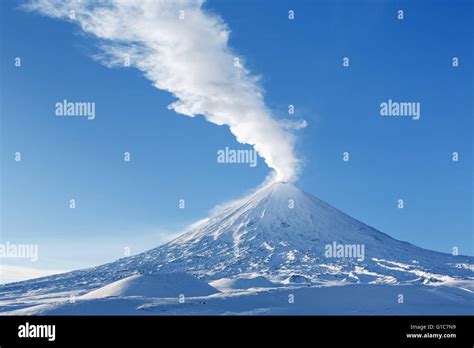 Beautiful Volcanic Landscape Of Kamchatka Eruption Active Klyuchevskoy