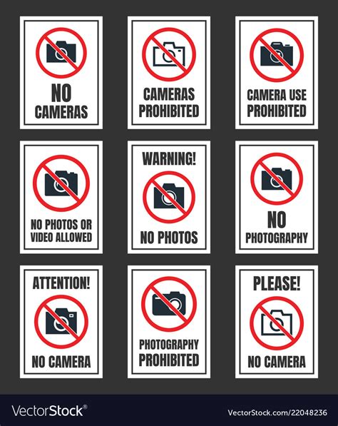 No Photography Sign Camera Prohibited Symbol No Vector Image