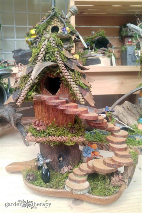 Solar tree trunk fairy house, mini fairy house, led fairy house, mini cottage —. Whimsical Foraged Fairy Houses You Would Think Were ...