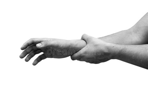 Man Suffering From Wrist Pain Isolated Black And White Photo Causes