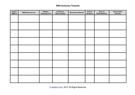 Wbs Dictionary Template In Word And Pdf Formats Page 2 Of 2