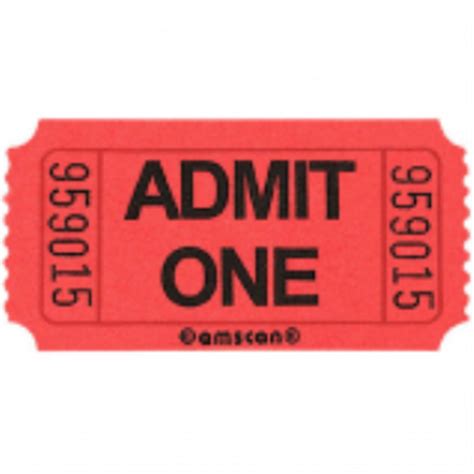 Partymart Red Single Admit One Ticket 2000 Per Roll