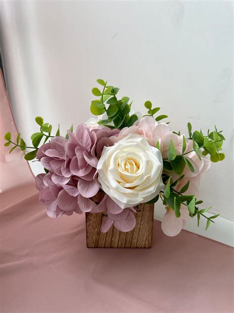 Silk Flower Arrangement Wedding Centerpieces For Tables Blush Etsy
