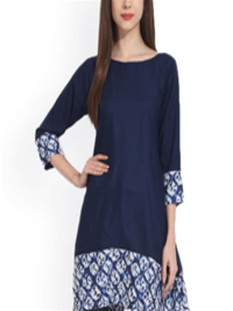 Buy Aasi Navy Tunic With Printed Detail Tunics For Women 1752277 Myntra