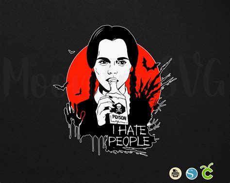 Wednesday Addams Png I Hate People Svg Adams Family Clip | Etsy