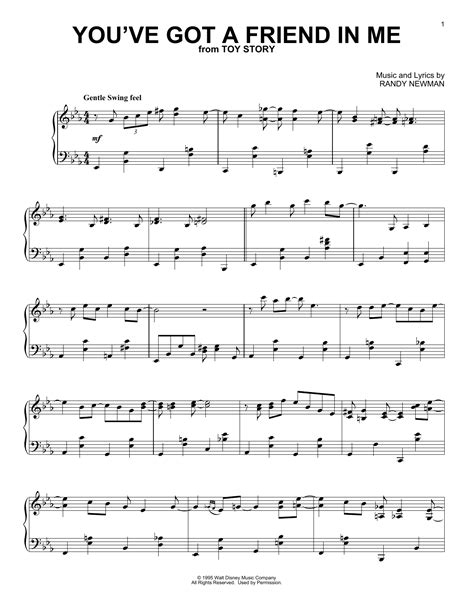 You Ve Got A Friend In Me From Toy Story Sheet Music Randy Newman Piano Solo