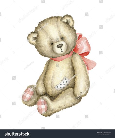 Hand Drawn Watercolor Illustration Teddy Bear Stock Illustration