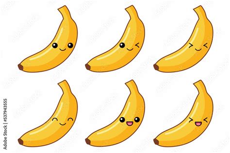 Vector Illustration Of Cute Banana Cartoon Character Isolated On White Background Fruit Cartoon