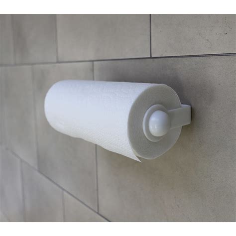 Wall Mounted Plastic Paper Towel Holder White Kitchen Organization