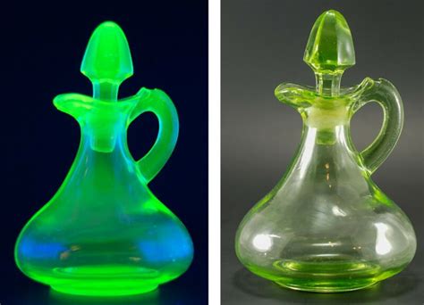 Vintage Uranium Green Depression Glass Cruet Strong Glow Black Light
