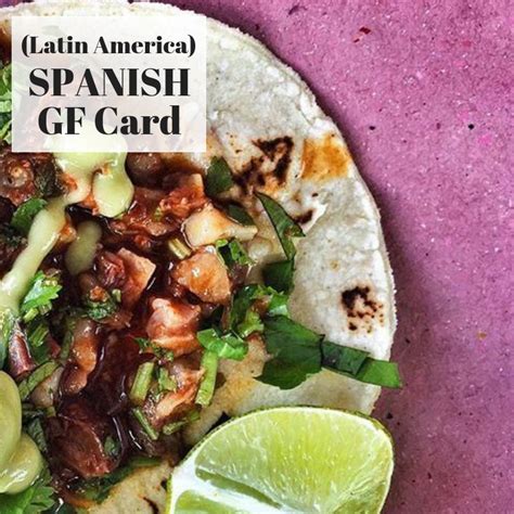 Detailed Gluten Free Restaurant Card Latin America