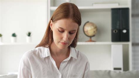 professional female psychologist with clipboard portrait sitting in prim office stock footage