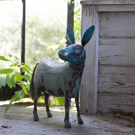 Metal Donkey Yard Art Statue Figurine Garden Porch Barn Kalalou