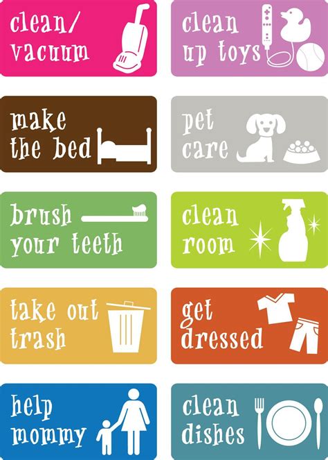 Stickers For Chore Charts Printable Chore Cards Chore Cards Chore