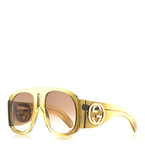 gucci oversized aviator sunglasses gg0152s yellow 1139833 fashionphile
