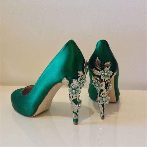 harriet wilde marina closed sakura dyed green with green flowers quinceanera shoes bridal