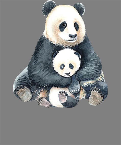 Mother And Baby Animals Watercolor Panda Mom And Panda Baby Pandas
