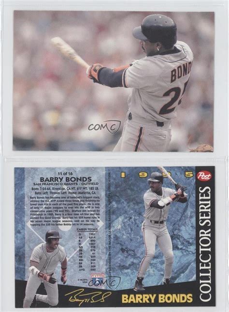 Barry bonds baseball card giants. 1995 Post Collector Series #11 Barry Bonds San Francisco ...