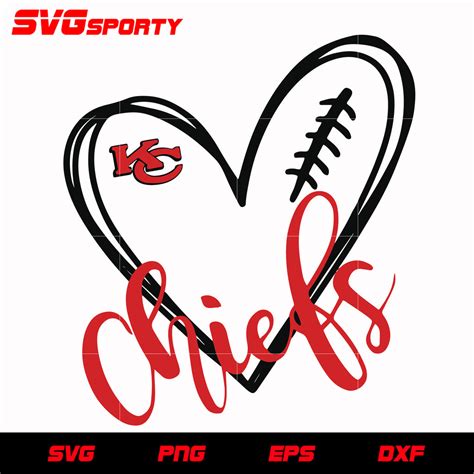 Kansas City Chiefs Heart 2 Svg Nfl Svg Eps Dxf Png Digital File