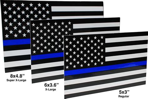 Thin Blue Line Flag Decal X Large 6x36 In Black White And Blue