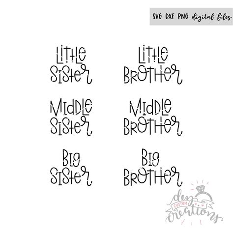 Big Sister Big Brother Svg Middle Sister Middle Brother Etsy