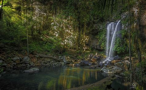 Waterfall Nature Waterfall Queensland Australia Hd Wallpaper