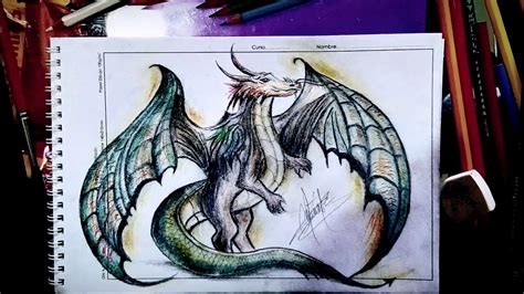 How To Draw 🎨 A Dragon With Colored Pencils And Graphite Youtube