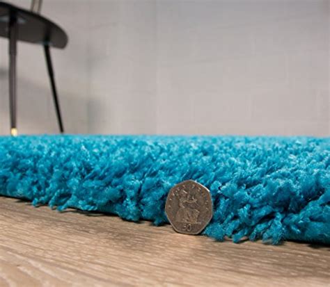 Teal Blue Luxurious Thick Shaggy Rugs 7 Sizes Available 60cmx110cm 2ft